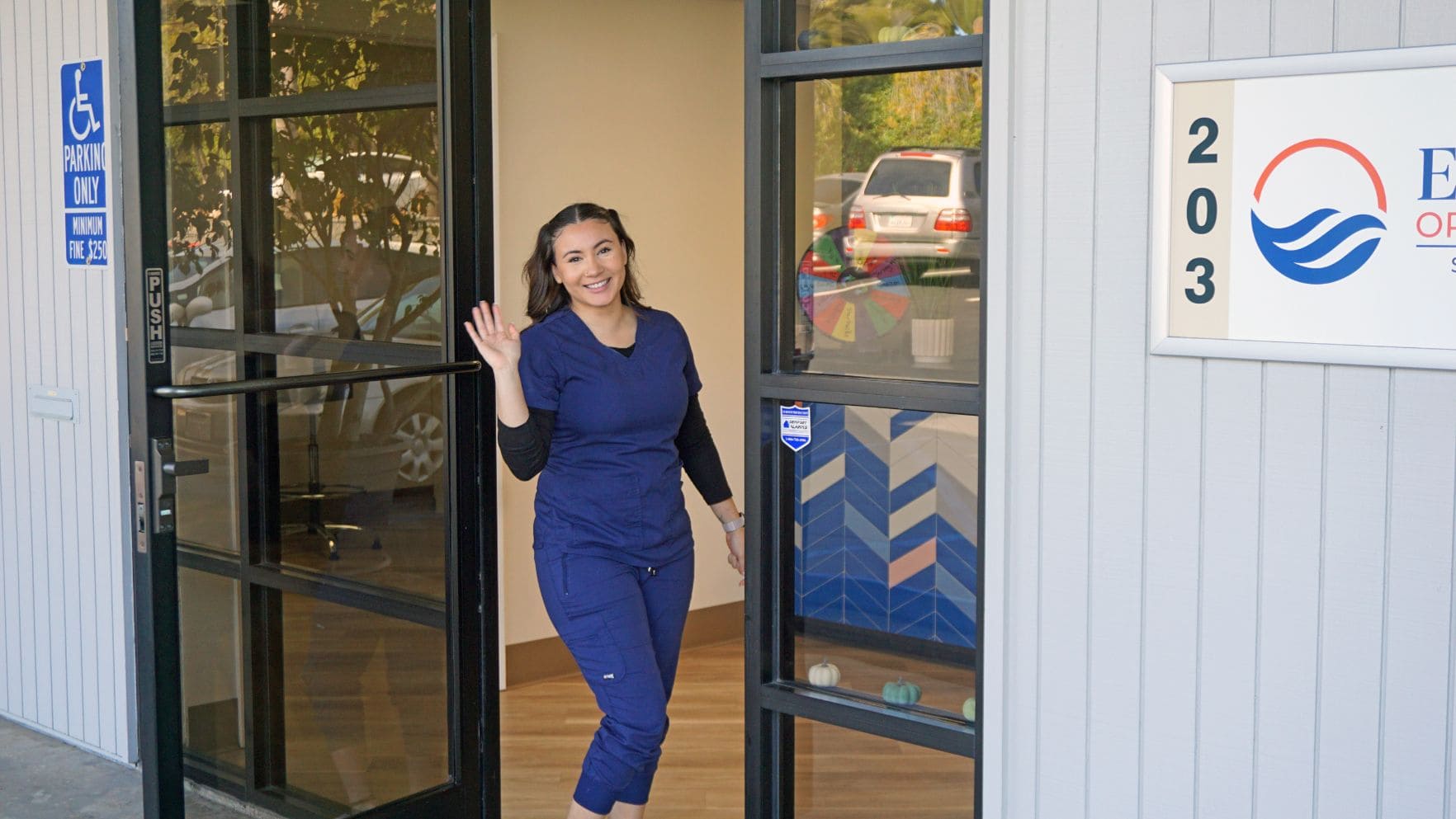 Waving at Front Door